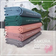 KAIN PASANG SAKURA COTTON PLAIN BIDANG 45 KAIN ELA COTTON LINEN TOYOBO CREPE SILK OPEN METER SERAGAM