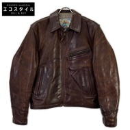 Aero Leather棕色馬皮公路俠盜皮夾克，36碼 [二手]