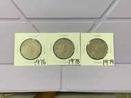 （十角形伍圓一套）香港硬幣英女王伊利沙伯 1976，1978 & 1979 年五元 Government of Hong Kong Queen Elizabeth ll 1976，1978 & 197