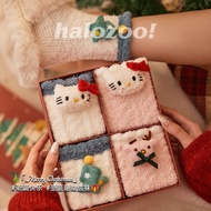 Christmas socks for women autumn kt cat coral velv 圣诞袜子女秋kt猫珊瑚绒保暖加绒加厚圣诞礼物礼盒居家睡眠袜lw12.1