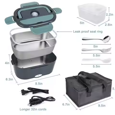 1.5 L 60W Electric Lunch Box Food Warmer Portable Food Heater for Car Or Home - Leak Proof, Lunch He