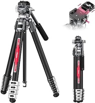 ULANZI Upgraded TT09 F38 Video-Go Travel Tripod, 5 Sections Carbon Fiber Compact &amp; Lightweight for Cameras, Quick Release Mount &amp; 360° Panoramic, w Storage Bag, Weight 3.31lbs,Folded Height 17.72''
