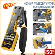 RJ45 Crimping Tool  Pass-Through Cat6/5e, 8P6P Crimp & Cut in One, T568A/B Wiring, Lockable Handle, 