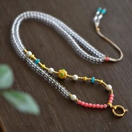 T Thailand Amulet Chain White Water Bead Chain Amulet Necklace Thangka Lanyard Titanium Steel Quick 