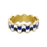 Tiffany & Co. Vintage Gold, Lapis Lazuli, Onyx and Mother of Pearl Inlay Bangle Bracelet