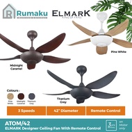 ELMARK Atom 42 Inch Decorative Ceiling Fan [PINE WHITE / MIDNIGHT CARAMEL / TITANIUM GREY]