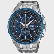 CASIO EDIFICE系列 高速轉移三眼賽車腕錶-藍框黑x銀