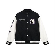 MLB洋基隊NY官方 男女情侶學院風棒球服寬鬆休閒夾克外套
