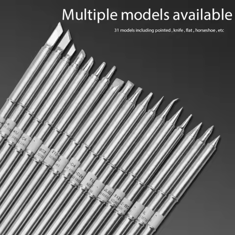 Premium T12 Soldering Iron Tips Replacement Set - Compatible with D52/K/KU/I/D24/BC2/C4/C1/JL02 Mode