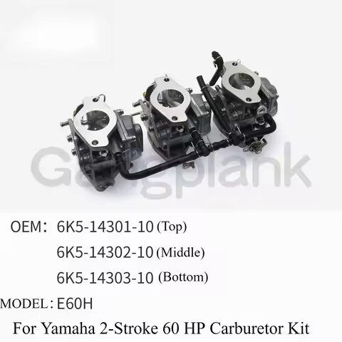 Outboard Engine Carburetor for Yamaha 2 Stroke 60 HP E60H Carburetor Kit Three Piece Set 6K5-14301-1