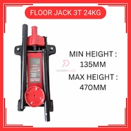 Floor Jack 3 Ton Heavy Duty 24KG Jek Tayar Kereta 3T 24KG Hydraulic Jack Kereta