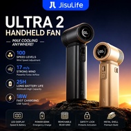 JISULIFE Ultra 2 Handheld Fan 9000mAh Portable Turbo Fan 100 Speed Adjustable Rechargeable Mini Fan