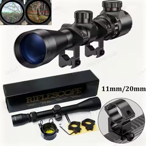 New 3-9x40 Hunting Riflescope Optical Scope Red Green Illuminated 11/20mm Rail for Air Rifle Optics 
