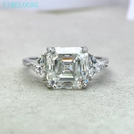 5CT Real Moissanite D Color Asscher Cut Engagement Ring 925 Sterling Silver Women Fine Jewelry Gift