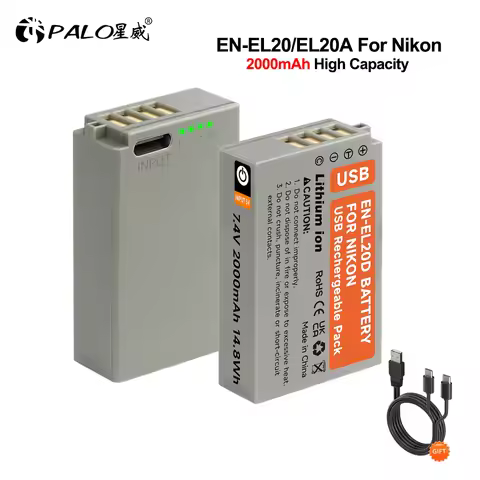 2000mAh EN-EL20 EL20 EN EL20A Battery with USB Input for Nikon Coolpix P1000 P950, 1 J1, 1 J2, 1 J3,