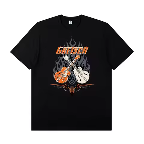 Gretsch Electric Guitar Instrument Peripheral T-shirt Short Sleeve Rock Band Lead Singer Practice Co