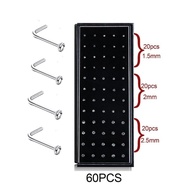 7-shaped Nose Studs with Diamonds ~3 Sizes Nose Ring (1.5/2/2.5mm) 7-shaped Nose Studs with Diamonds