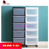 5 / 7 Tiers Plastic Drawer Cabinet With Wheel - Transparent / Plastic Drawer / Storage Cabinet / Plastic Cabinet