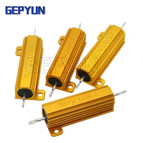 1pcs 50W Aluminum Power Metal Shell Case Wirewound Resistor 0.05 0.1 0.5 1 2 6 8 10 20 200 500 750 8
