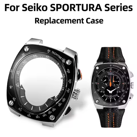 For Seiko Sportura Series Stainless Steel Case SNL015 SNL017 SNA595 SNL029J01 SNL029J02 7L22A Replac
