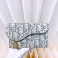 Dior 灰色老花拉鏈卡包/短夾