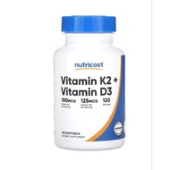 Nutricost, Vitamin K2 + Vitamin D3, 120 Softgels