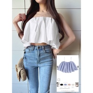 Japan Daigou GRL Fluffy Scratch Wrinkle Layered Shirt Style Corset/Thin Shoulder Strap Fluffy Stylin