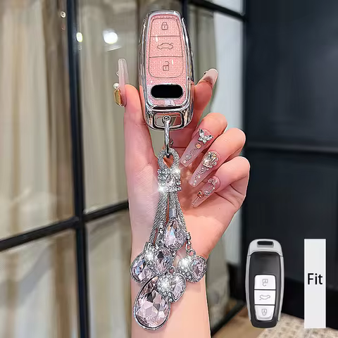Diamond Pink for Audi Q8 RSQ8 A6 C8 S6 RS6 A7 S7 RS7 A3 8Y A8 D5 RS E-tron Q4 Q7 Remote Car Key Case