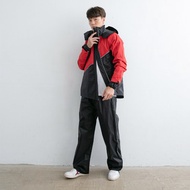 【背包款】終結者斜開專利兩件式風雨衣-緋紅