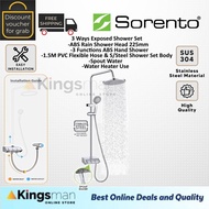 [Kingsman] SORENTO Stainless Steel Exposed Shower Set High Pressure 3 Ways 3 Function 1.5M PVC Flexi