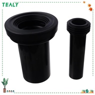 TEALY 2pcs Toilet Connecting Pipe, Wall-mounted PP Toilet Parts, Bathroom Flush Pipe Black Band Screw Rear Discharge Toilet