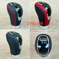 UNIVERSAL SHIFT KNOB TUAS TRANSMISI KULIT MANUAL 6 SPEED- HITAM POLOS