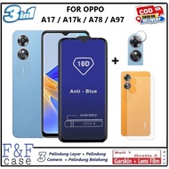 LAYAR 3in1 Package Oppo A17 A17k A78 A97 Tempered Glass Anti Blue Light High Quality Full Anti-Scrat