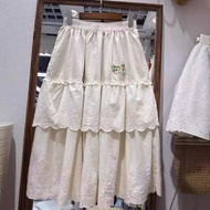 HJM2024 Autumn New Style Women's Embroidered Cotton Linen Skirt - Loose Fit & Versatile Bottom Wear