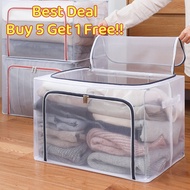 <Buy 5 Free 1> SG SHIP Steel Frame Storage Boxes Foldable Breathable Transparent Clothing Quilt Orga
