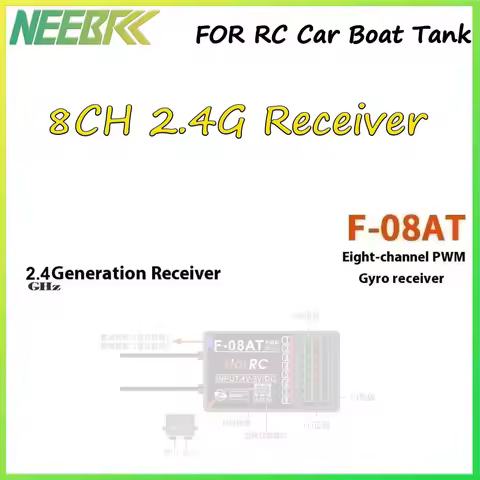 HOTRC F-08AT 8 Channel 8CH 2.4Ghz Voltage Return Gyro Receiver for CT-8A HT-8A CT-10B Transmitter RC
