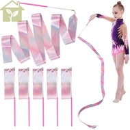 6Pcs Dance Ribbons 78.7 Inch Sparkling Ribbon Streamers Rhythmic Gymnastics Twirling Ribbons Silk Ri
