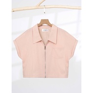 Áo thô gió nữ Fresh YOUNGER BY CARDINA cộc tay kéo khóa ngực 5YASC12