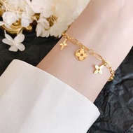 Fashionable All-match Bracelet Titanium Steel Classic Lucky Four-leaf Clover Bracelet Classy Small F