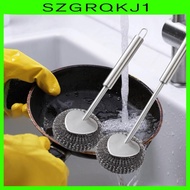 [szgrqkj1] Kitchen Cleaning Brush Dishwashing Brush Dish Scrubber with Handle Multifunctional for Pots, Pans, Counter Cast Iron Brush