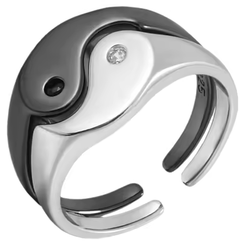 1Pair Yin Yang Couple Ring Delicate Minimalist Open Ring for Couples Matching Rings for Special Occa