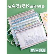 A a3 Art Bag Large Size File Bag Thickened Transparent Grid Zipper Bag 8 Open 8k Portable Sketch Too