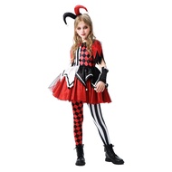 Kids Halloween Clown Cosplay Dress Girls Spooky Costume Carnival Stage Performance Outfit