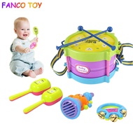5Pcs Baby Rattle Toys Drum Sand Trumpet Horn Ring Bell Baby Toy Music Percussion Instrument Band Kit