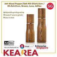 AdHoc Levo Ash Wood Pepper / Salt Mill Ø5xh15cm / Ø5.8xh21cm, Brown