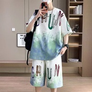 Cool T-Shirt Short-Shirt Short-Shirt Men Shorts T-Shirt Two-Piece Suit Men Youth Plus Size Sports Ca