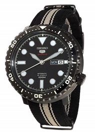 * MADE IN JAPAN * BRAND NEW SEIKO 5 SPORTS BLACK PVD CASE &amp; MATCHING BLACK WHITE NATO STRAP SRPC67J AUTOMATIC MENS CASUAL WATCH