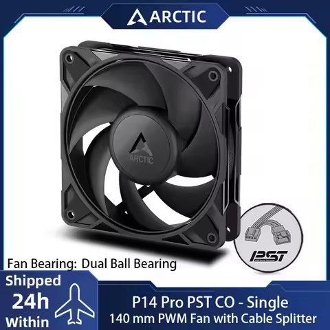 ARCTIC P14 Pro PST CO Black - 140mm PWM Powerful Premium Fan for Continuous Operation, Speed: 400-25