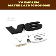 V6 Emblem Logo (MateBlack/Chrome)