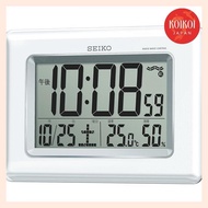 Seiko Clock, Wall Clock, and Table Clock Combined Use Radio Wave Digital Calendar Temperature Humidity Display White Pearl SQ424W SEIKO